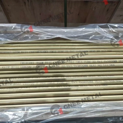 ASTM B111 C68700 aluminiummässingsrör levereras för ett värmeväxlarprojekt i ...
